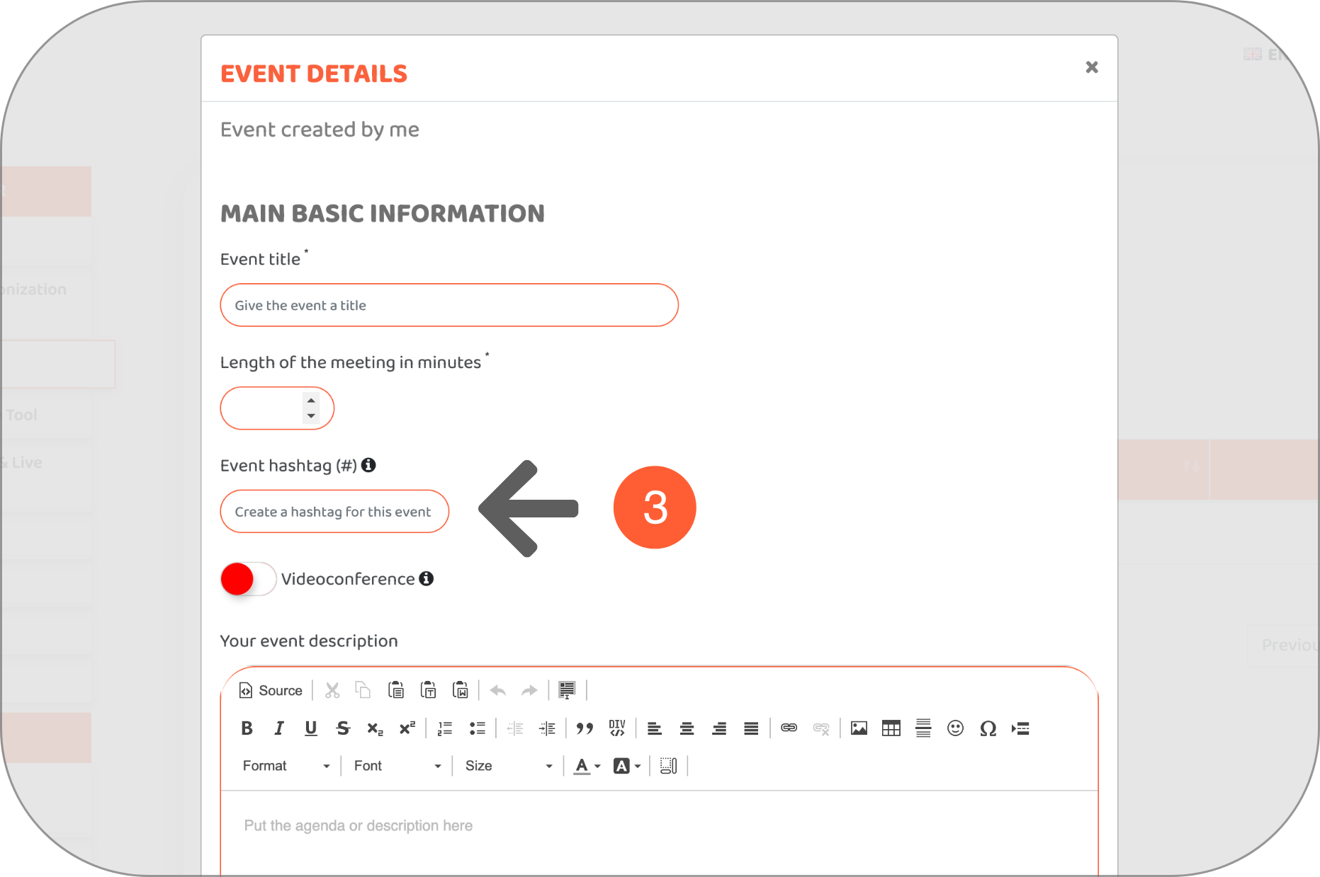 crm set up - create a hashtag event