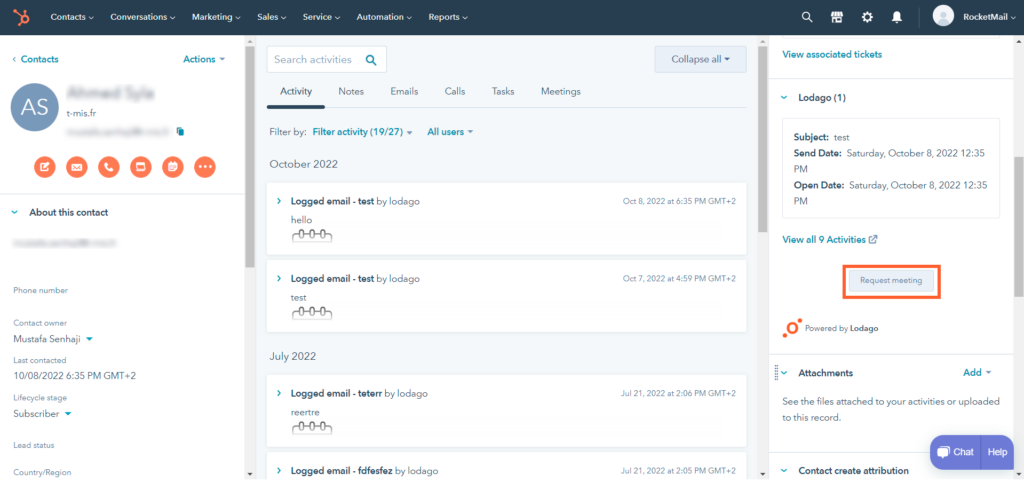 HubSpot & Lodago request meeting