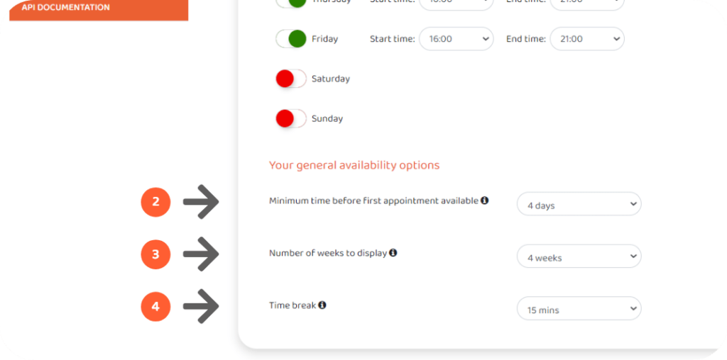 Availability settings