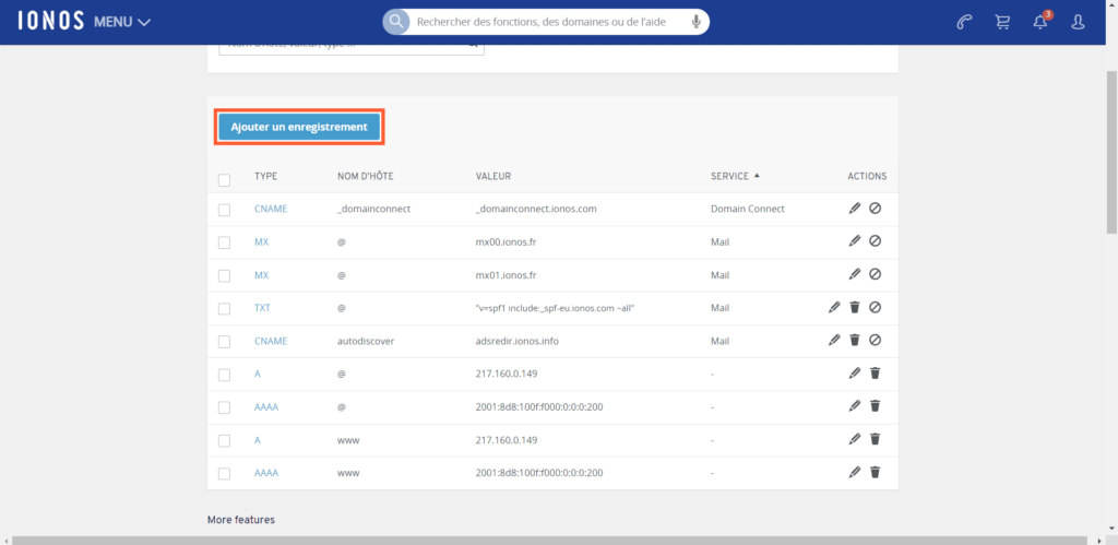 ionos add entry