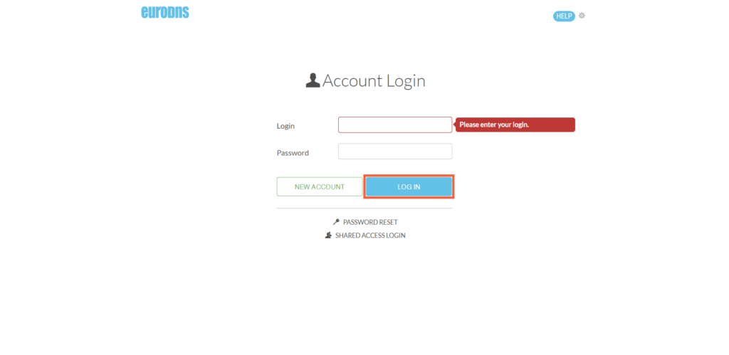 log in eurodns