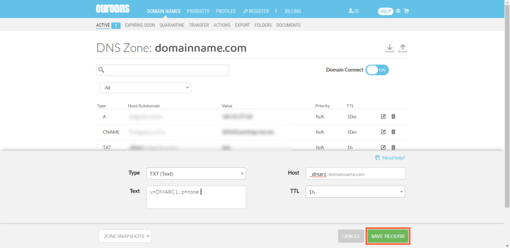 dmarc eurodns